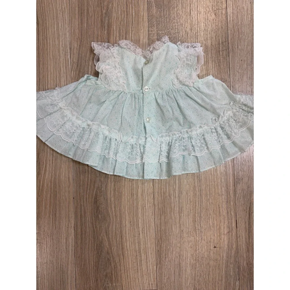 Vintage Baby Girl Mint Floral Lace Dress and Romper Set 3-6 Months 2 Piece - Picture 4 of 8